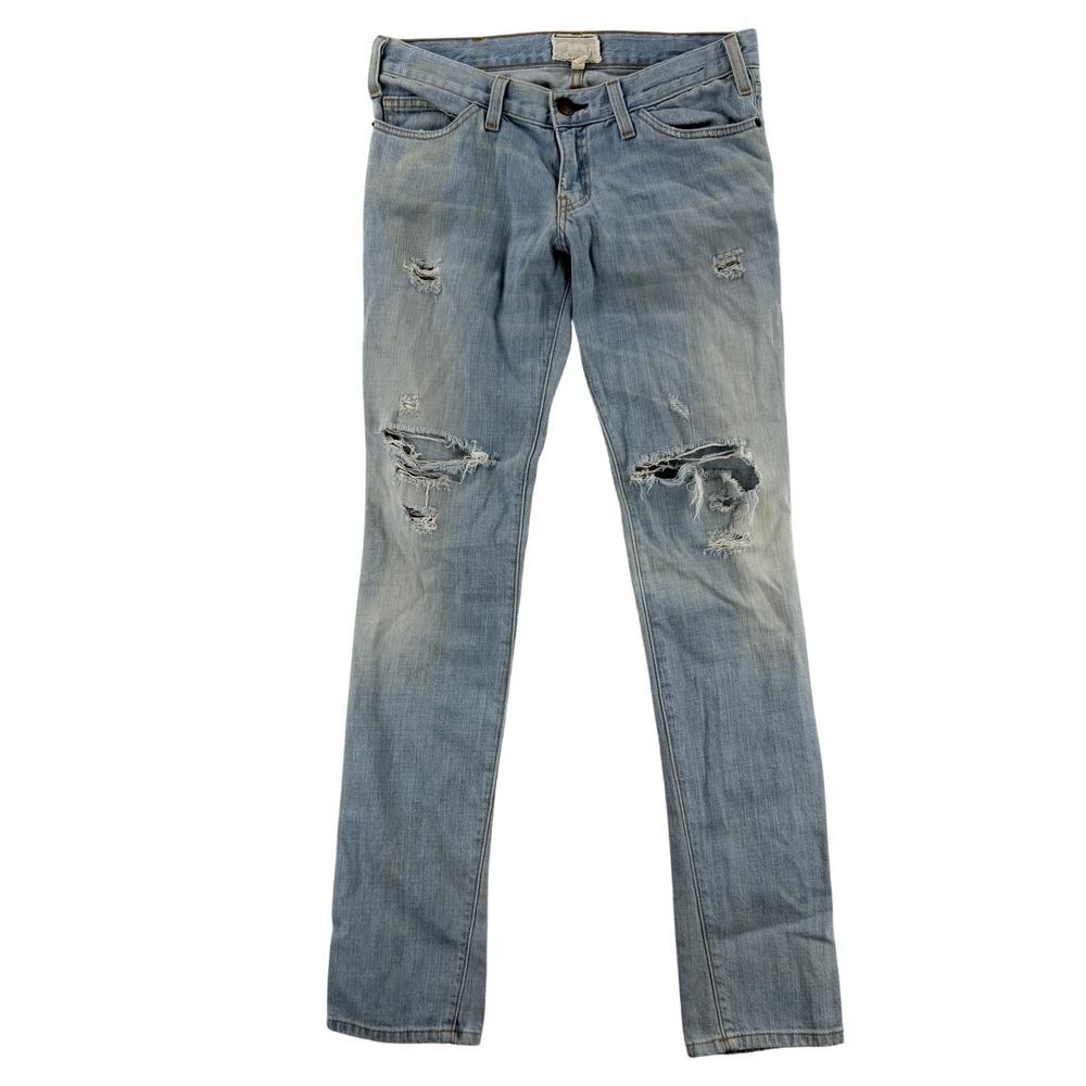 Current/Elliott The‎ Skinny Jeans Womens 27 Blue Trash Wash Destroy Low Rise